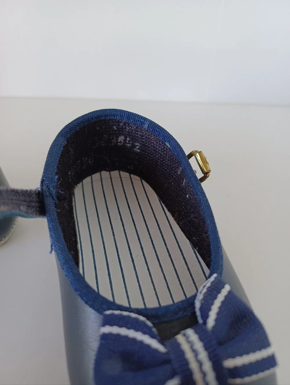 Vintage‎ 90s Baby Shoes Size 2 Blue And White With Bow Buckle Footwear Kids